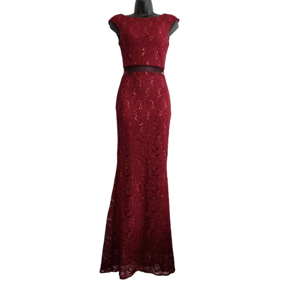 Eureka formal dress lace and sequins mermaid style burgundy size XS